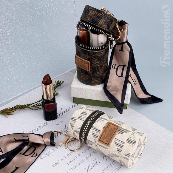 Lipstick Bag Keychain In White - Picture 4 of 8